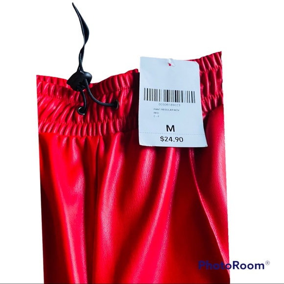Red faux leather joggers - Picture 7 of 7